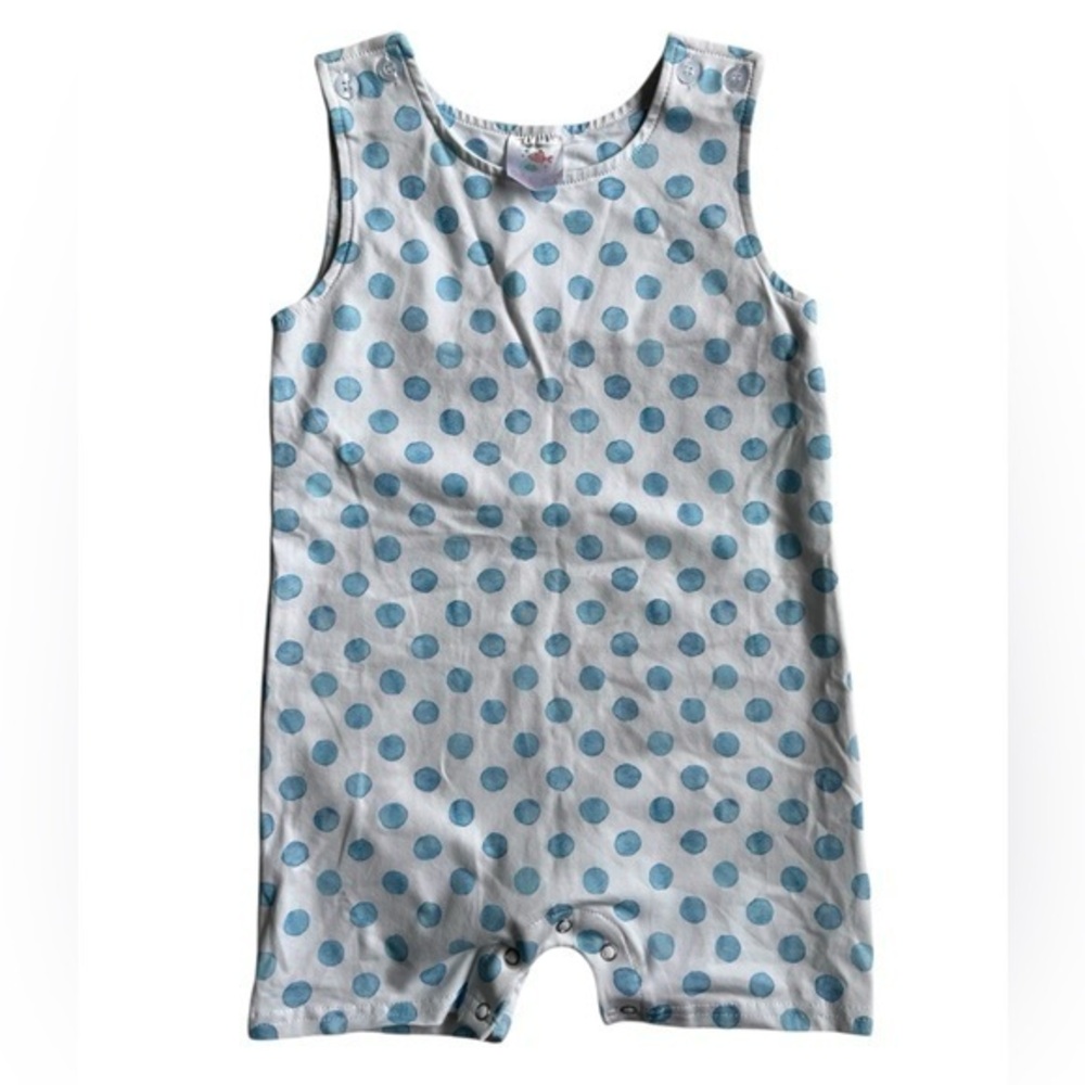 Stitchy Fish Blue Polka Dot romper
